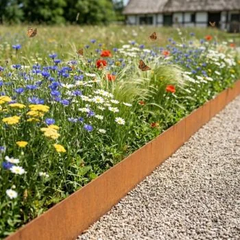 Bordures de jardin en acier Corten - Écrasé - Hauteur 23 cm - 150 cm