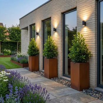 Jardinière en acier Corten - Carré - 40 x 40 x 80 cm - Avec plaque de fond