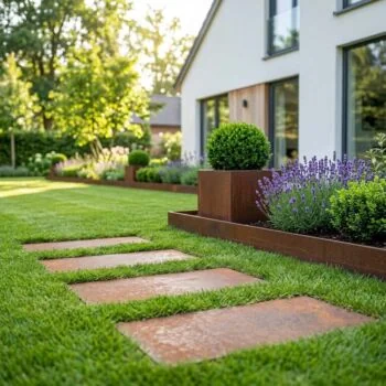 Pas japonais en acier Corten - Rectangle - 60 x 25 cm