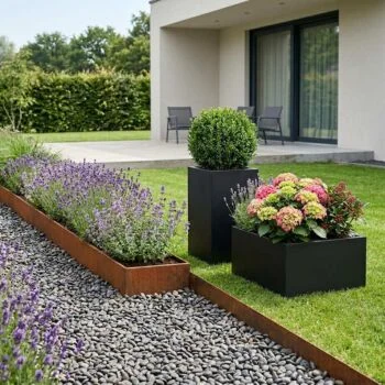 Jardinière en acier - Carré - 100 x 100 x 40 cm - RAL9010 mat (blanc) - Sanc plaque de fond