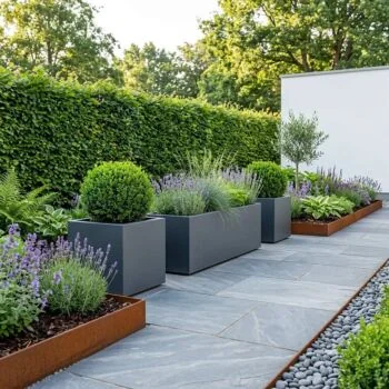 Jardinière en acier - Carré - 100 x 100 x 60 cm - RAL9010 mat (blanc) - Sanc plaque de fond