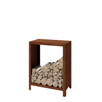 Range-bûches en acier Corten - Indiana - 80 x 40 x 100 cm