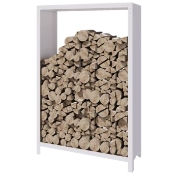 Range-bûches en acier - Indiana - 120 x 40 x 180 cm - RAL9010 mat (blanc)