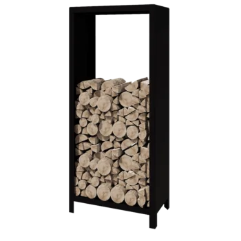 Range-bûches en acier - Indiana - 80 x 40 x 180 cm - RAL9005 mat (noir)