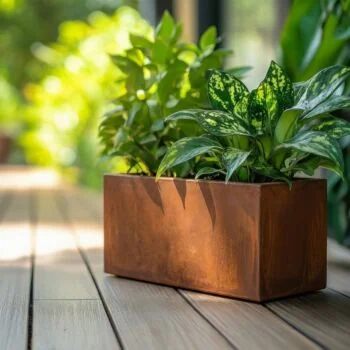 Jardinière en acier Corten - Rectangle - 120 x 60 x 80 cm - Sanc plaque de fond