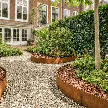 Bordures de jardin en acier Corten - Écrasé - Hauteur 45 cm - 240 cm