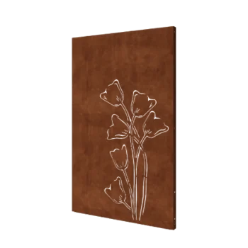 Panneau décoratif en acier Corten - Tulipe a-symétrique - 120 x 6 x 190 cm