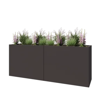 Jardinière XXL en acier - Rectangle - 200 x 50 x 80 cm - RAL7016 mat (gris anthracite) - Sanc plaque de fond