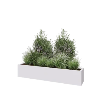 Jardinière XXL en acier - Rectangle - 160 x 30 x 30 cm - RAL9010 mat (blanc) - Sanc plaque de fond