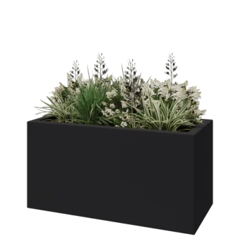 Jardinière en polyester - Rectangle - 120 x 50 x 40 cm - RAL7021 mat (gris noir) - Avec fond