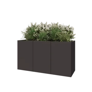Jardinière XXL en acier - Rectangle - 150 x 50 x 80 cm - RAL7016 mat (gris anthracite) - Sanc plaque de fond