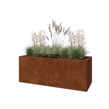 Jardinière XXL en acier Corten - Rectangle - 160 x 60 x 60 cm - Avec plaque de fond