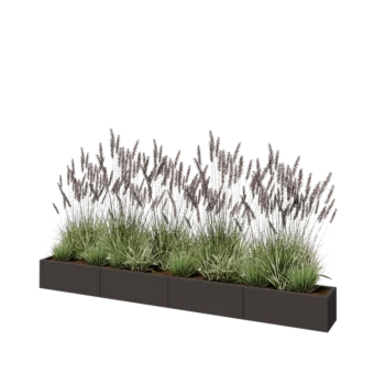 Jardinière XXL en acier - Rectangle - 320 x 30 x 30 cm - RAL7016 mat (gris anthracite) - Avec plaque de fond