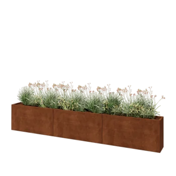 Jardinière XXL en acier Corten - Rectangle - 360 x 30 x 60 cm - Sanc plaque de fond