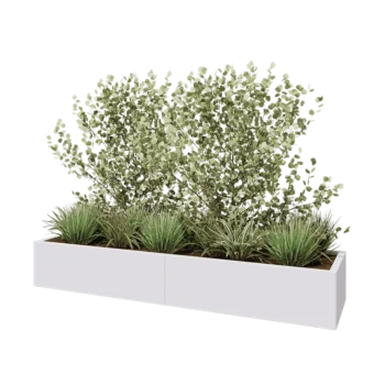 Jardinière XXL en acier - Rectangle - 200 x 50 x 30 cm - RAL9010 mat (blanc) - Sanc plaque de fond