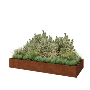 Jardinière XXL en acier Corten - Rectangle - 320 x 120 x 40 cm - Sanc plaque de fond