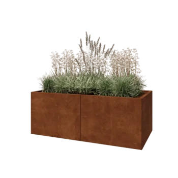 Jardinière XXL en acier Corten - Rectangle - 160 x 80 x 60 cm - Avec plaque de fond