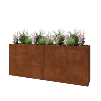 Jardinière XXL en acier Corten - Rectangle - 200 x 40 x 80 cm - Avec plaque de fond