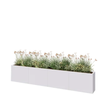 Jardinière XXL en acier - Rectangle - 320 x 30 x 60 cm - RAL9010 mat (blanc) - Sanc plaque de fond