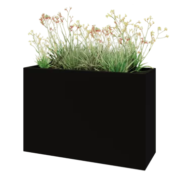 Jardinière en polyester - Rectangle - 120 x 40 x 80 cm - RAL9005 mat (noir) - Avec fond
