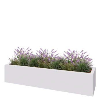 Jardinière en polyester - Rectangle - 200 x 50 x 40 cm - RAL9010 mat (blanc) - Avec fond