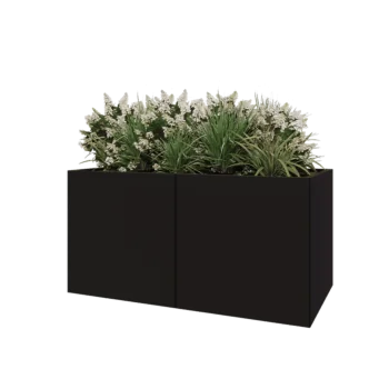 Jardinière XXL en acier - Rectangle - 160 x 80 x 80 cm - RAL9005 mat (noir) - Avec plaque de fond