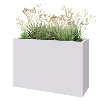 Jardinière en polyester - Rectangle - 120 x 40 x 80 cm - RAL9010 mat (blanc) - Avec fond