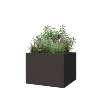 Jardinière en acier - Carré - 80 x 80 x 60 cm - RAL7016 mat (gris anthracite) - Avec plaque de fond