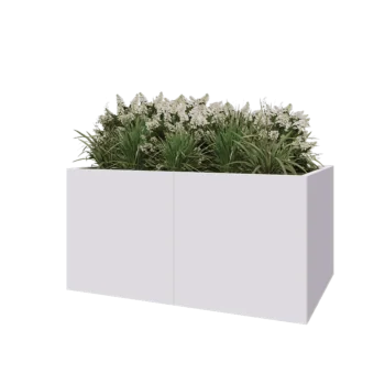 Jardinière XXL en acier - Rectangle - 160 x 100 x 80 cm - RAL9010 mat (blanc) - Avec plaque de fond