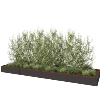 Jardinière XXL en acier - Rectangle - 480 x 120 x 30 cm - RAL7016 mat (gris anthracite) - Sanc plaque de fond
