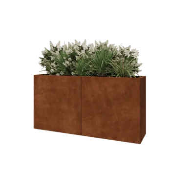 Jardinière XXL en acier Corten - Rectangle - 160 x 40 x 80 cm - Sanc plaque de fond