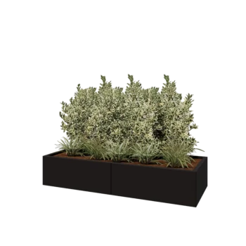 Jardinière XXL en acier - Rectangle - 160 x 60 x 30 cm - RAL9005 mat (noir) - Avec plaque de fond