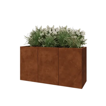 Jardinière XXL en acier Corten - Rectangle - 150 x 50 x 80 cm - Avec plaque de fond