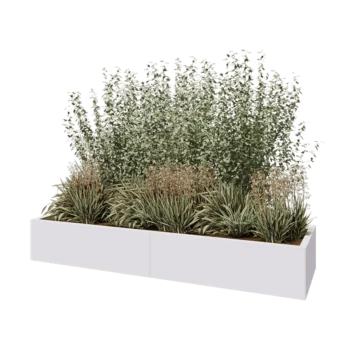 Jardinière XXL en acier - Rectangle - 200 x 60 x 30 cm - RAL9010 mat (blanc) - Sanc plaque de fond