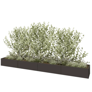 Jardinière XXL en acier - Rectangle - 480 x 60 x 40 cm - RAL7016 mat (gris anthracite) - Sanc plaque de fond