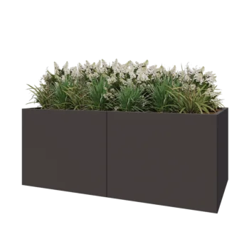 Jardinière XXL en acier - Rectangle - 200 x 100 x 80 cm - RAL7016 mat (gris anthracite) - Sanc plaque de fond