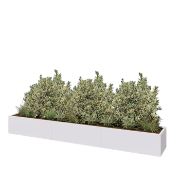 Jardinière XXL en acier - Rectangle - 360 x 50 x 40 cm - RAL9010 mat (blanc) - Sanc plaque de fond