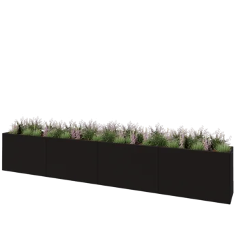 Jardinière XXL en acier - Rectangle - 480 x 50 x 80 cm - RAL7016 mat (gris anthracite) - Sanc plaque de fond
