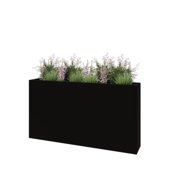 Jardinière en polyester - Rectangle - 150 x 25 x 80 cm - RAL9005 mat (noir) - Avec fond