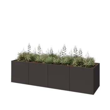 Jardinière XXL en acier - Rectangle - 320 x 80 x 80 cm - RAL7016 mat (gris anthracite) - Sanc plaque de fond