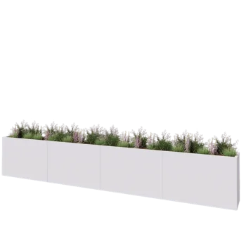 Jardinière XXL en acier - Rectangle - 480 x 40 x 80 cm - RAL9010 mat (blanc) - Sanc plaque de fond
