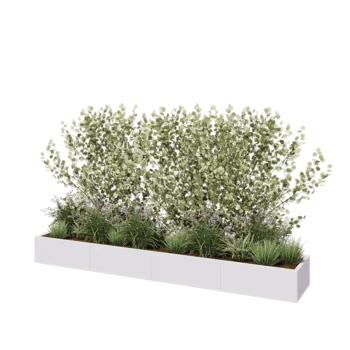 Jardinière XXL en acier - Rectangle - 320 x 50 x 30 cm - RAL9010 mat (blanc) - Avec plaque de fond