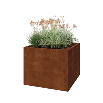 Jardinière en acier Corten - Carré - 100 x 100 x 80 cm - Sanc plaque de fond