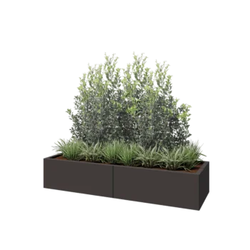 Jardinière XXL en acier - Rectangle - 160 x 50 x 30 cm - RAL7016 mat (gris anthracite) - Avec plaque de fond