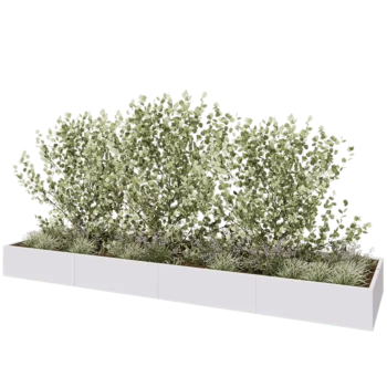 Jardinière XXL en acier - Rectangle - 480 x 120 x 40 cm - RAL9010 mat (blanc) - Sanc plaque de fond