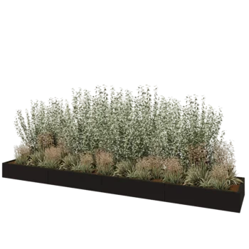 Jardinière XXL en acier - Rectangle - 480 x 80 x 30 cm - RAL9005 mat (noir) - Sanc plaque de fond