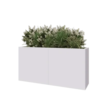 Jardinière XXL en acier - Rectangle - 160 x 40 x 80 cm - RAL9010 mat (blanc) - Avec plaque de fond