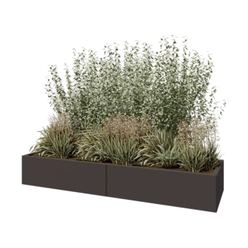 Jardinière XXL en acier - Rectangle - 200 x 60 x 30 cm - RAL7016 mat (gris anthracite) - Avec plaque de fond