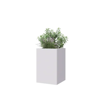 Jardinière en acier - Carré - 40 x 40 x 60 cm - RAL9010 mat (blanc) - Avec plaque de fond