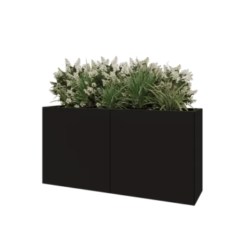 Jardinière XXL en acier - Rectangle - 160 x 40 x 80 cm - RAL9005 mat (noir) - Sanc plaque de fond
